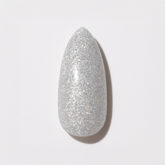 Silver – Strålande silver med intensivt glitter / polygel – Högpigmenterat UV/LED-material för salonger – Nagelfärgvisning (nail swatch)