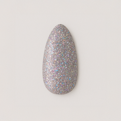 Silvergrå – Silvergrå nyans med holografiskt glitter / polygel – Högpigmenterat UV/LED-material för salonger – Nagelfärgvisning (nail swatch)