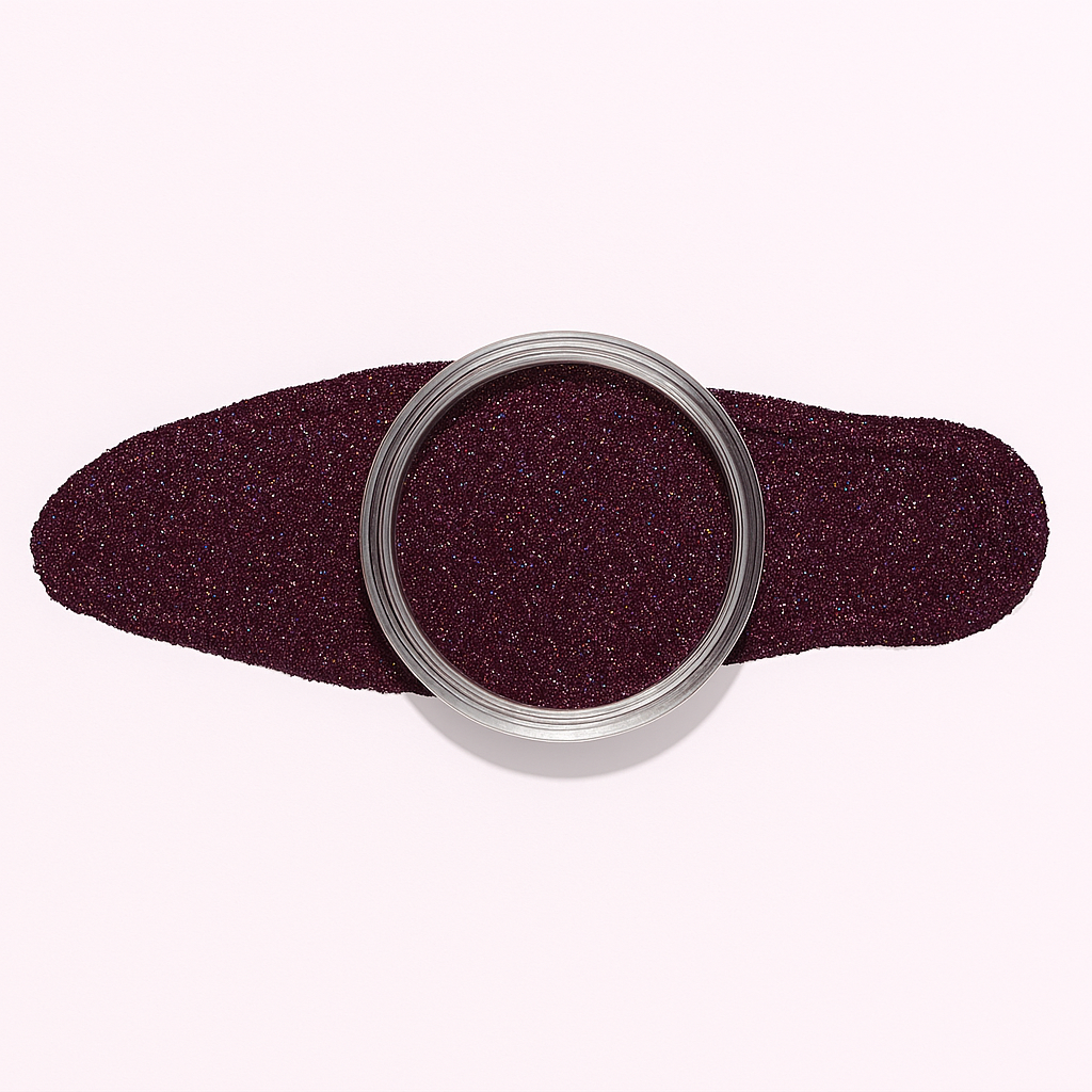 Vinröd – Skogsbryn – Vinröd metallisk nyans som ger nattligt glam / dipping-pulver-powder-akryl-pulver – Högpigmenterat material för salonger – Nagelfärgvisning (nail swatch)