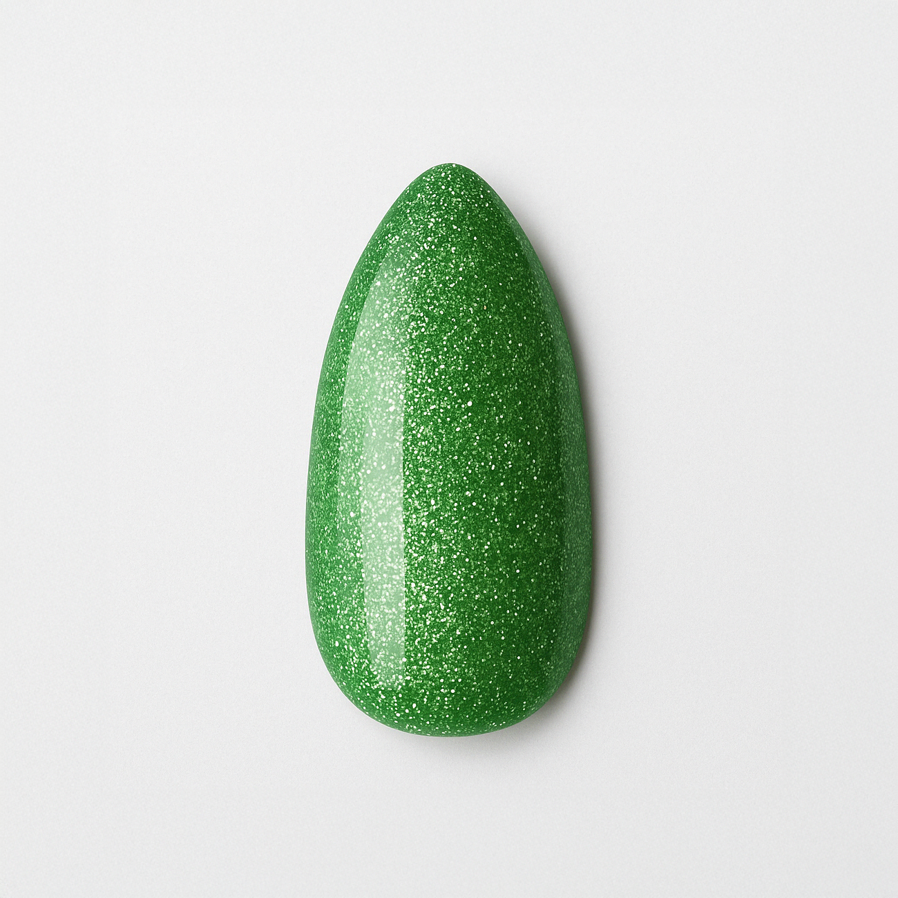 Smaragdgrön – Livlig grön nyans med fin glittereffekt / polygel – Högpigmenterat UV/LED-material för salonger – Nagelfärgvisning (nail swatch)