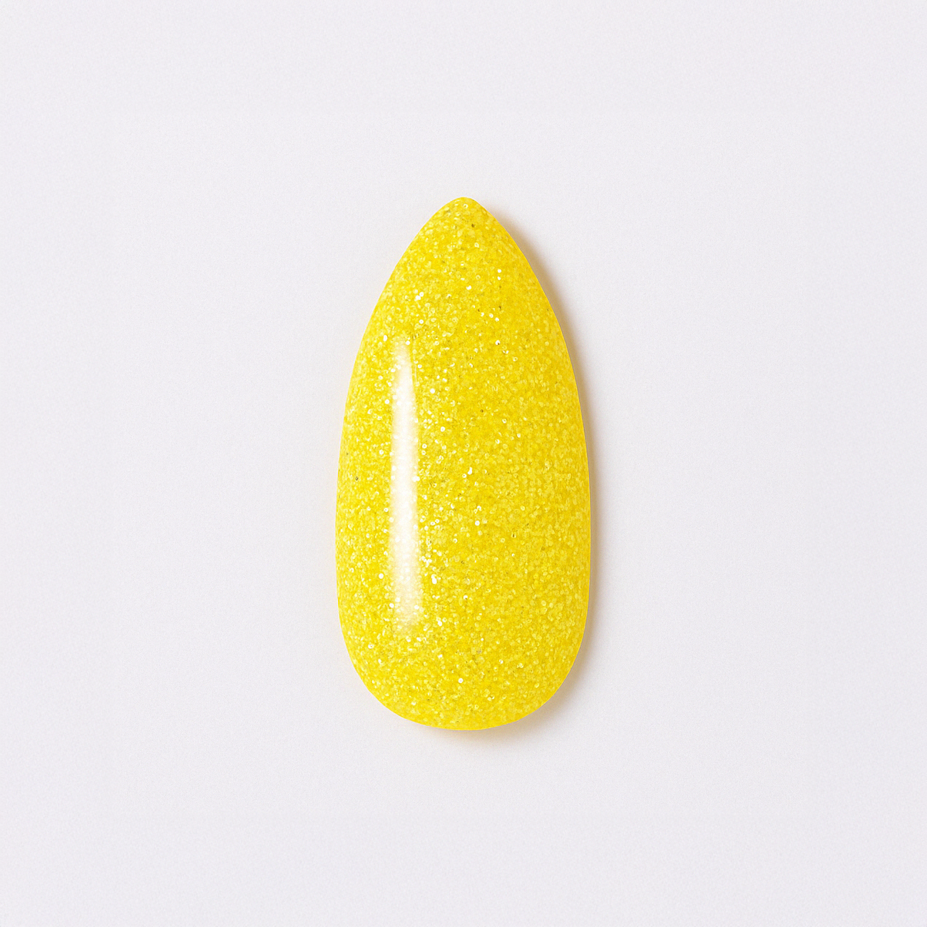 Citrongul – Stark citrongul nyans med gnistrande mikroglitter / polygel – Högpigmenterat UV/LED-material för salonger – Nagelfärgvisning (nail swatch)