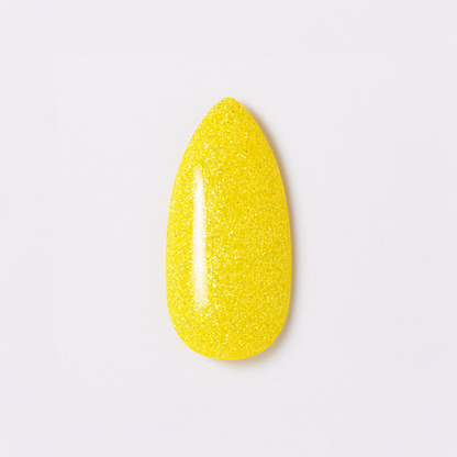 Citrongul – Stark citrongul nyans med gnistrande mikroglitter / polygel – Högpigmenterat UV/LED-material för salonger – Nagelfärgvisning (nail swatch)