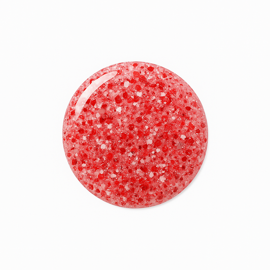 Strawberry Sparkle – Röd glitter / skimrande gel polish / gellack – Högpigmenterat UV/LED-färg för salonger – Färgdroppe