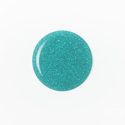 Teal Glitter – Turkos gellack / gel polish med glitter – Högpigmenterat UV/LED-färg för salonger – Färgdroppe