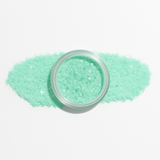 Aqua – Teal – En glittrande aqua-nyans som tillför en explosion av färg och livfullhet till din manikyr / dipping-pulver-powder-akryl-pulver – Högpigmenterat material för salonger – Nagelfärgvisning (nail swatch)