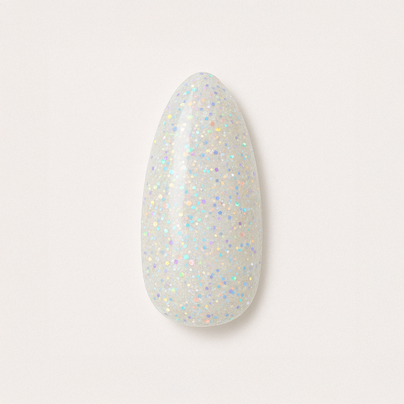 Transparent – Transparent bas med holografiskt glitter i regnbågens färger / polygel – Högpigmenterat UV/LED-material för salonger – Nagelfärgvisning (nail swatch)