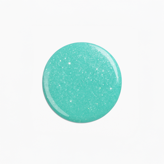 Turquoise Glitter – Turkos med glitter / glittrigt gellack / gel polish – Högpigmenterat UV/LED-färg för salonger – Färgdroppe