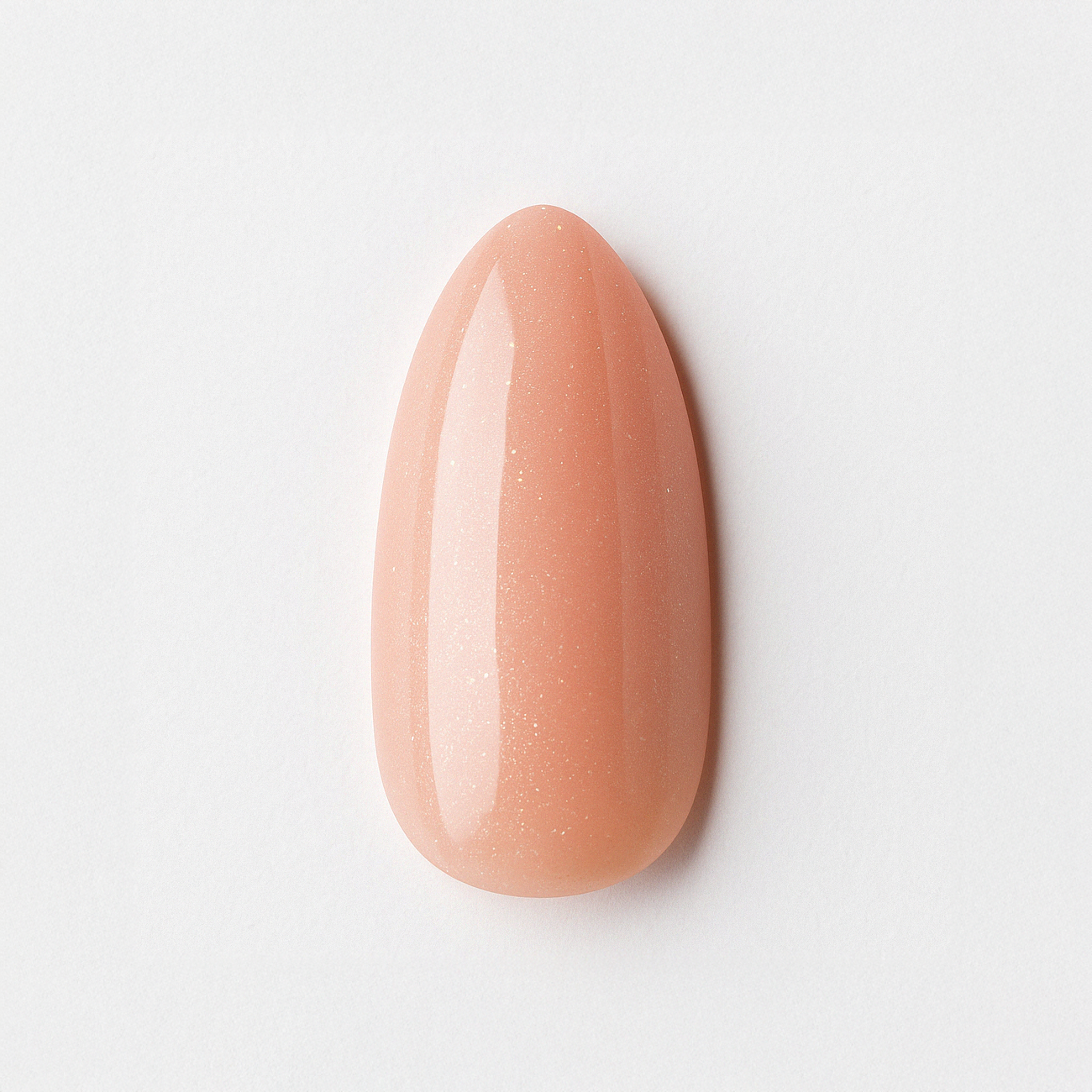 Aprikosrosa – Varm aprikosrosa nyans med fint, subtilt skimmer / polygel – Högpigmenterat UV/LED-material för salonger – Nagelfärgvisning (nail swatch)