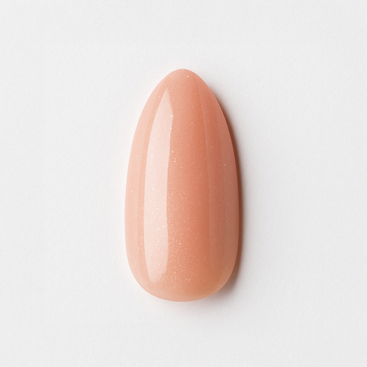 Aprikosrosa – Varm aprikosrosa nyans med fint, subtilt skimmer / polygel – Högpigmenterat UV/LED-material för salonger – Nagelfärgvisning (nail swatch)
